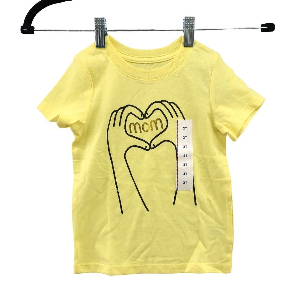 NWT Cat & Jack‎ Toddler 2T Yellow MOM Heart Graphic T Shirt Mother's Day Love